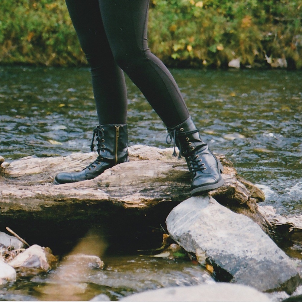 Black combat boots